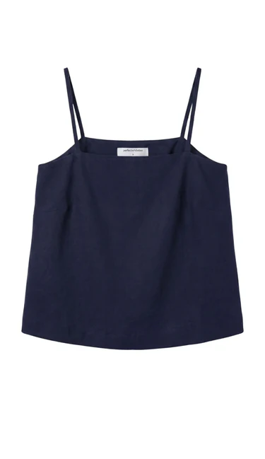 Kamora Poplin Square Neck Tank Top in Navy