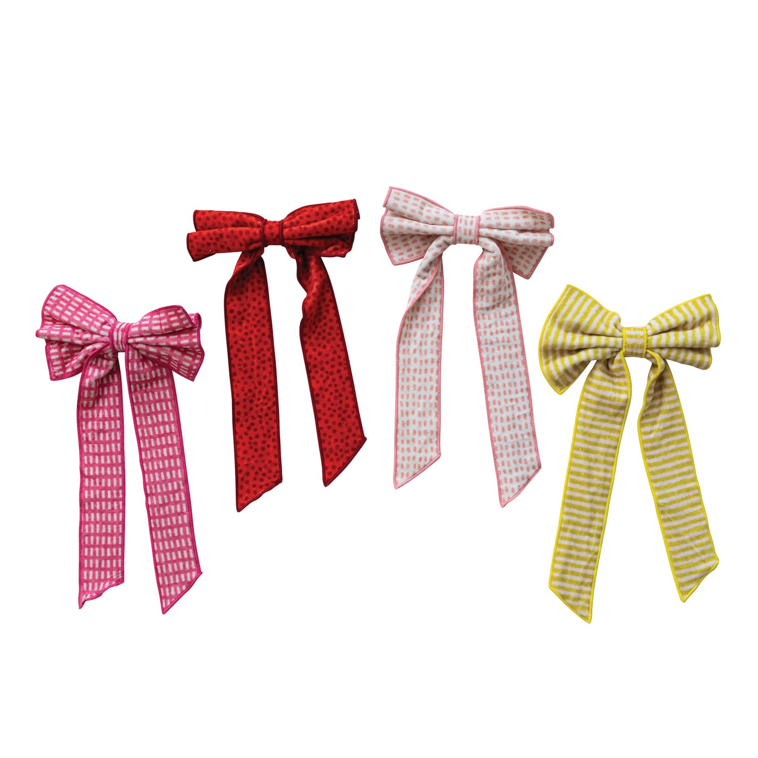 14" Cotton Velvet Printed Clip-on Bows