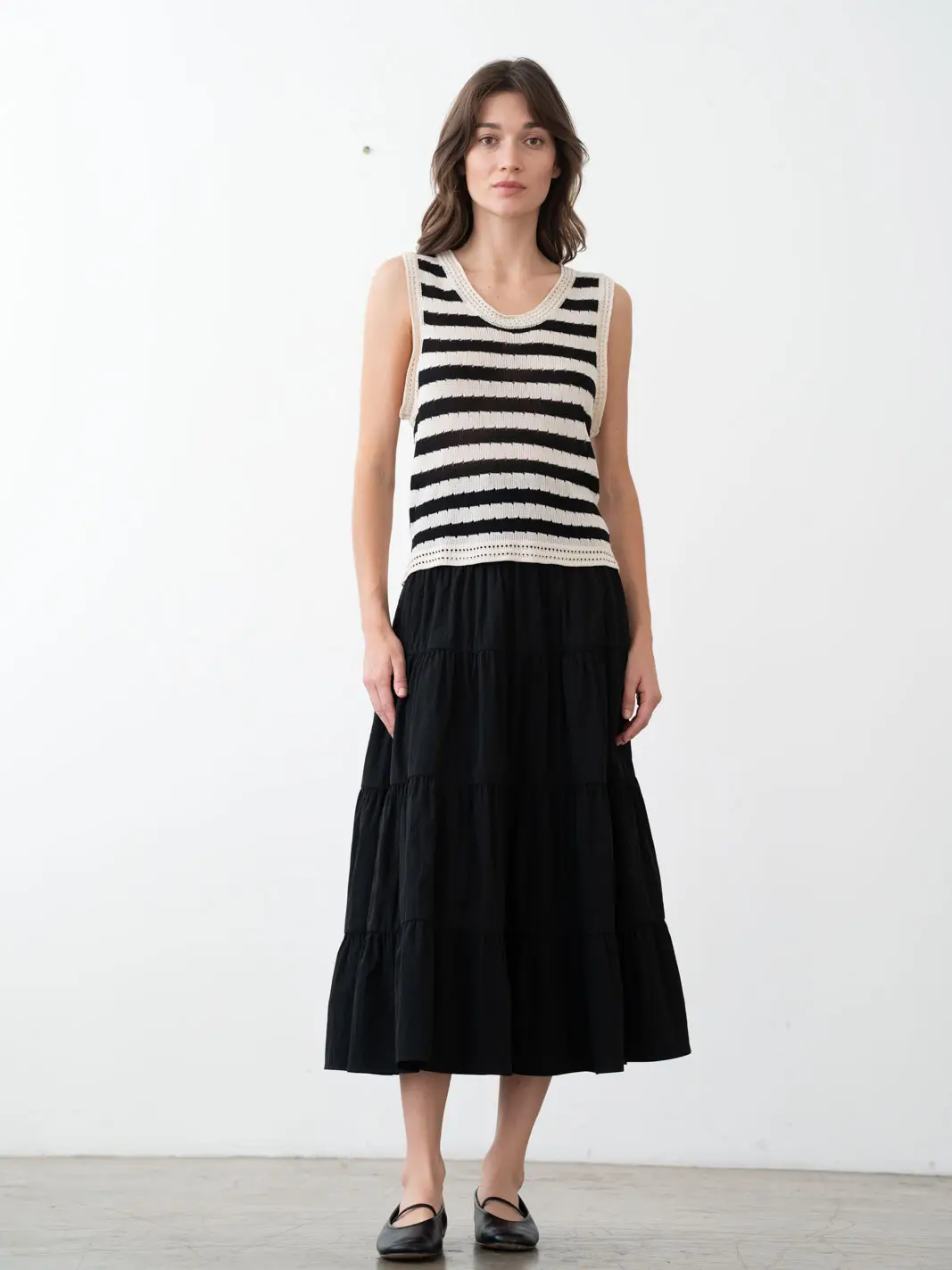 Black Stripe Crochet Sweater Vest