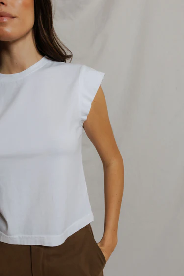 White Porter Supima Cap Sleeve Tee