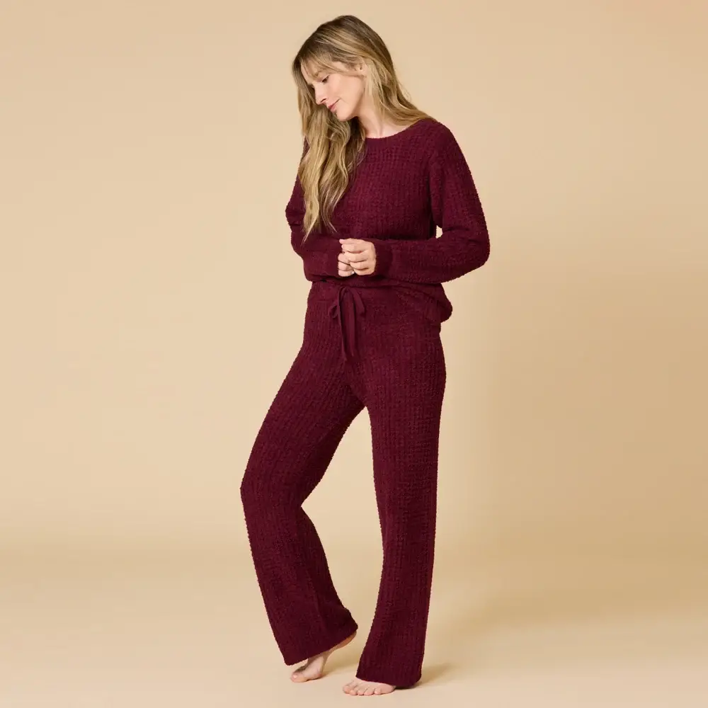 Cherry Cola Waffle Marshmallow Boatneck Lounge Set