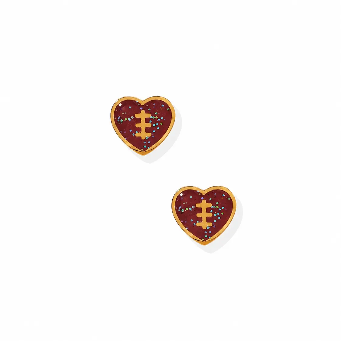 Football Heart Screwback Stud Earrings