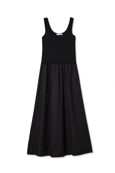 Fabiola Poplin Tank Dress in True Black