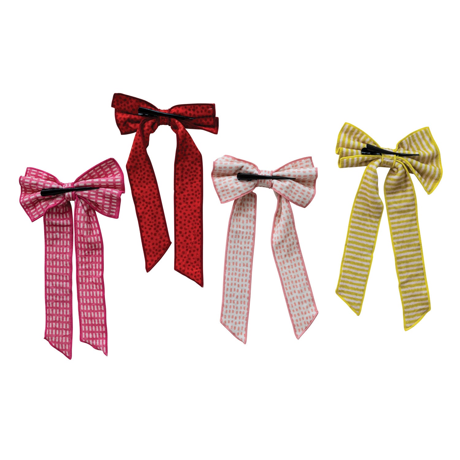14" Cotton Velvet Printed Clip-on Bows