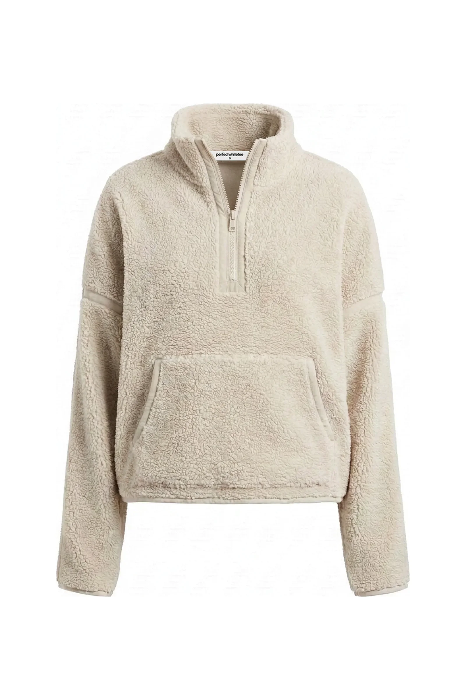 Tristan Sherpa Half-Zip in Sugar