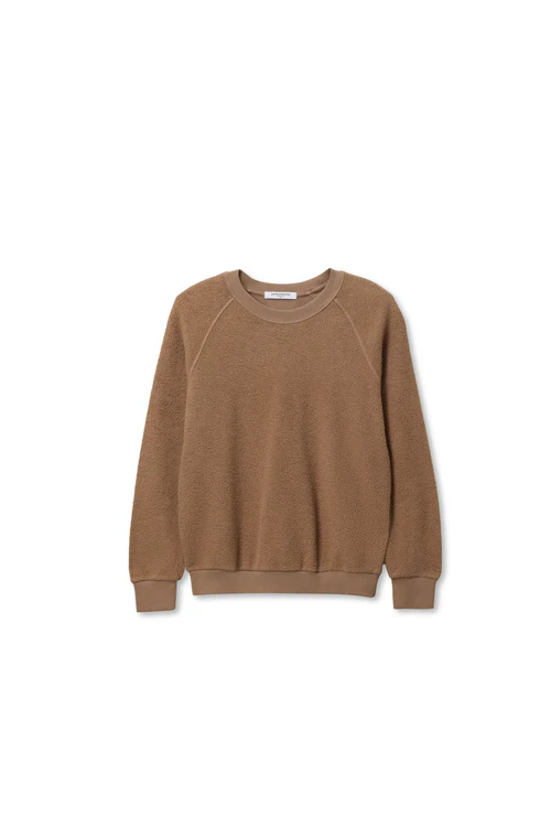 Mocha Ziggy Inside Out Fleece Shrunken Crewneck