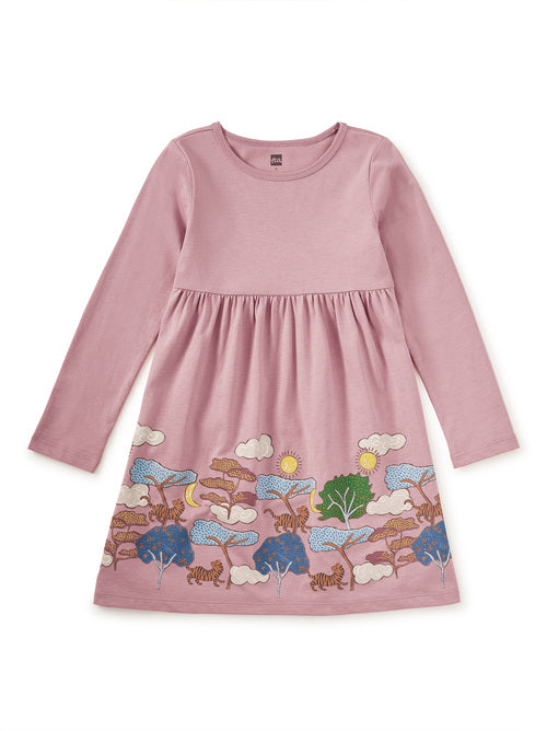 Hydrangea Tiger Story Skirted Dress