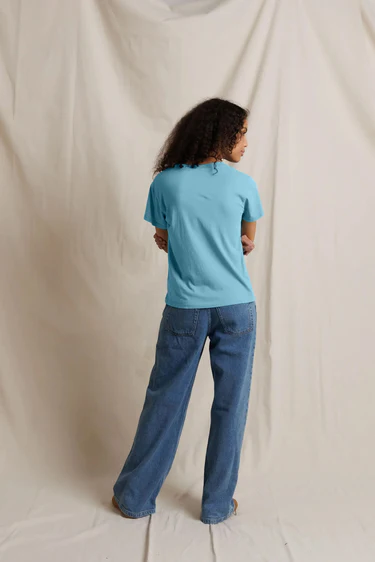 Milky Blue Hendrix Lightweight Cotton Boxy V-Neck Tee