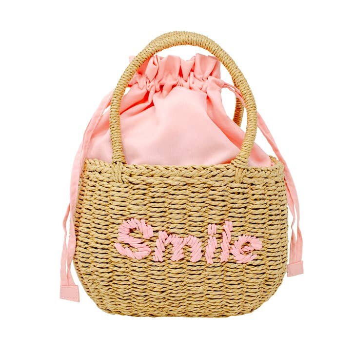 Pink Wicker Smile Tote