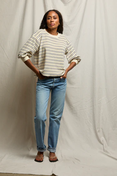 Cobalt Sugar Stripe Roxy Terry Sweatshirt