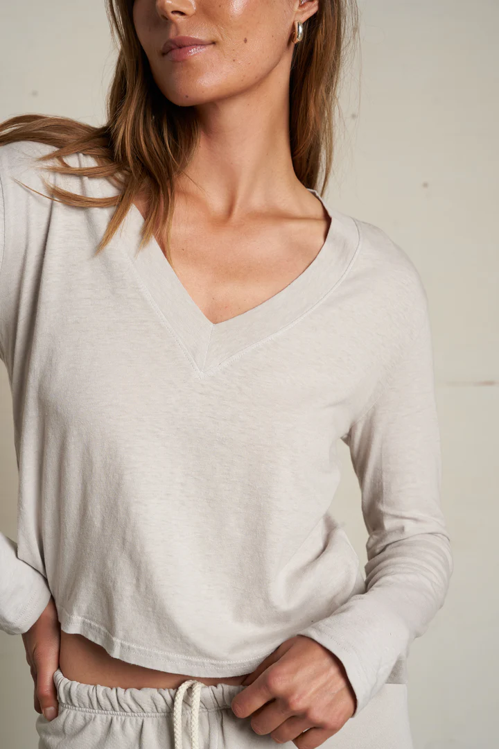 Silver Fiona LS Recycled V-Neck