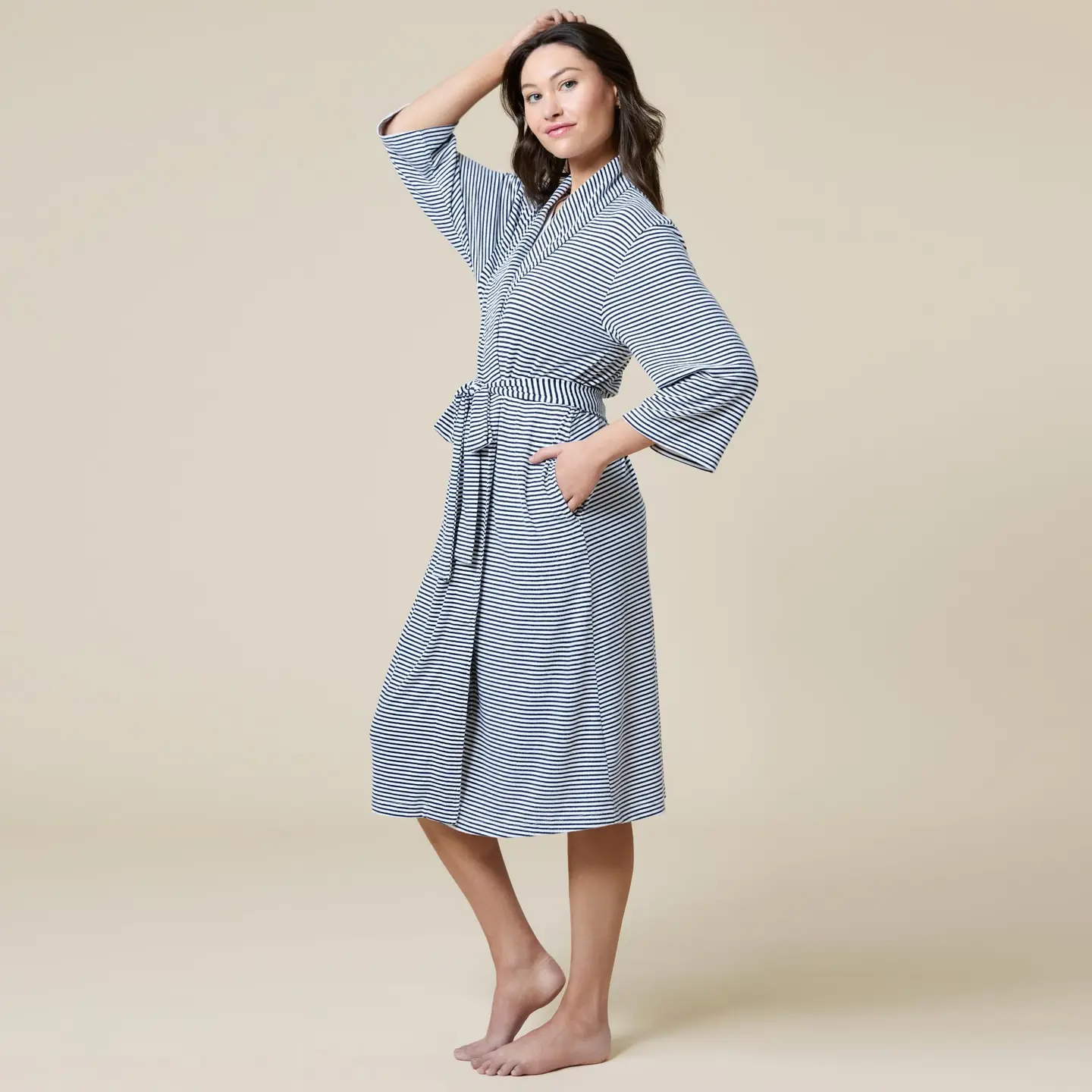 Midnight Stripe Dream Shawl Collar Robe