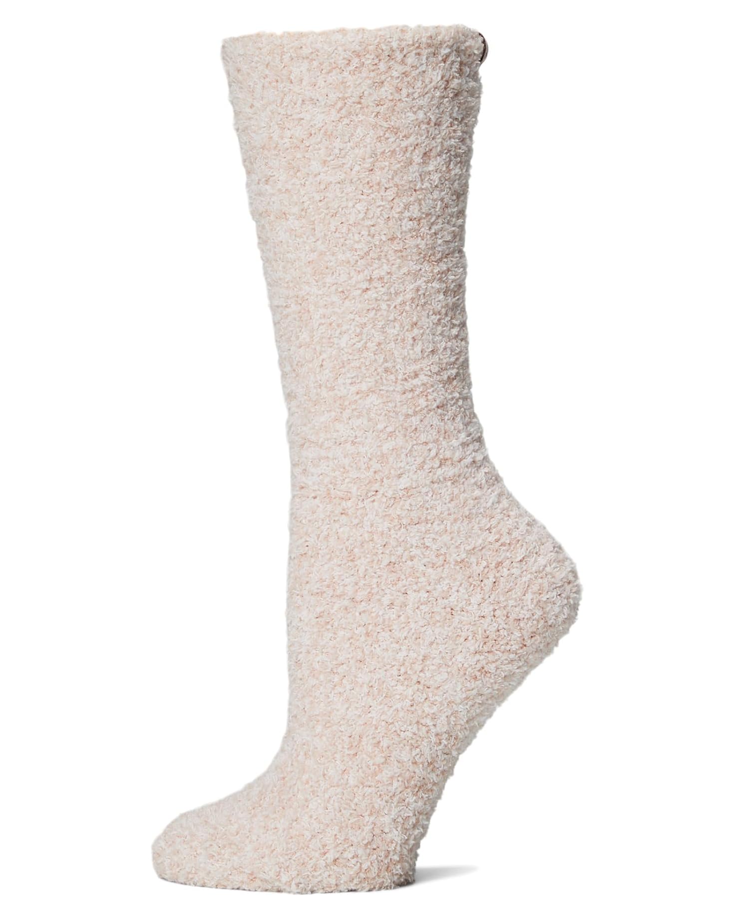 CozyChic® Heathered Socks - Dusty Rose/White