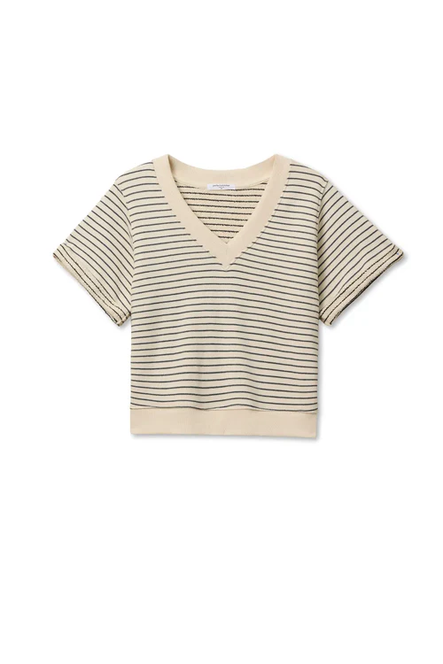 Natural/Charcoal Stripe Briggs French Terry SS Sweatshirt