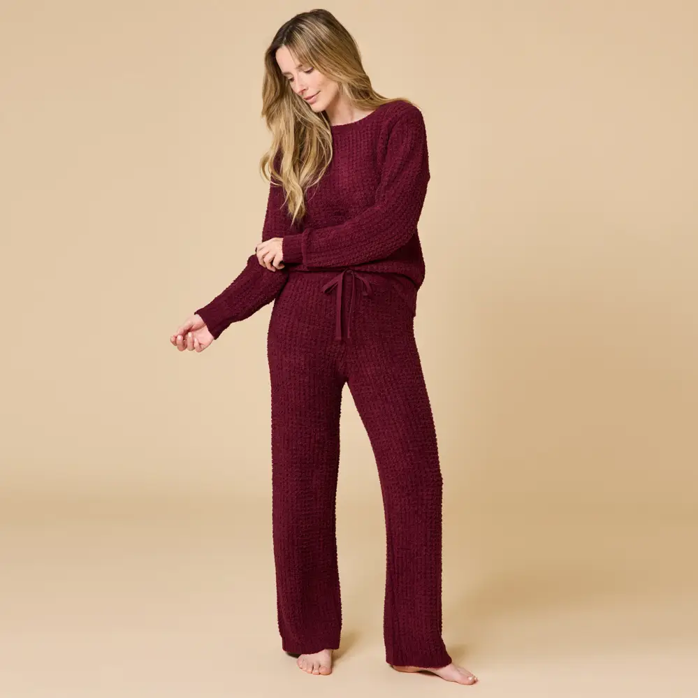 Cherry Cola Waffle Marshmallow Boatneck Lounge Set