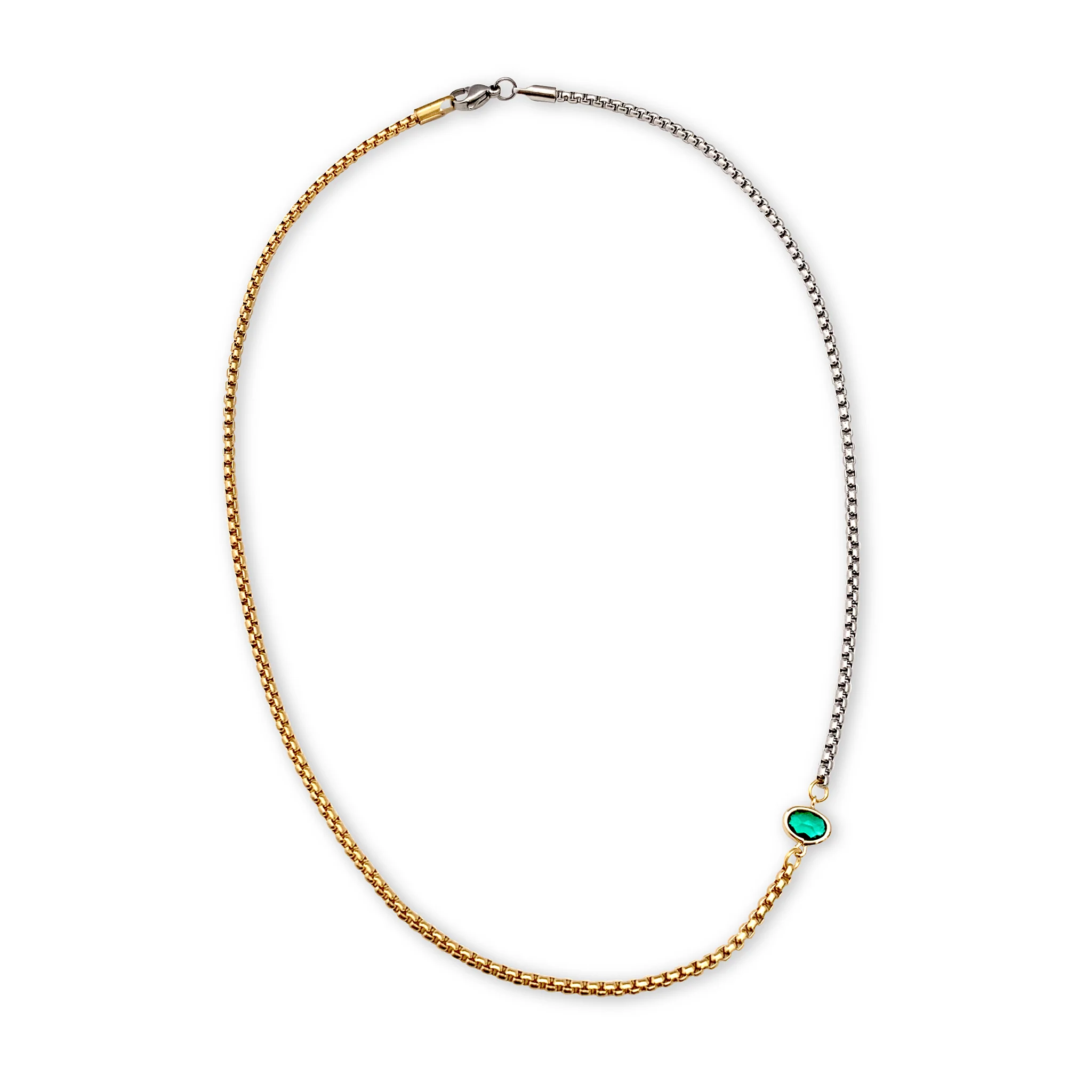 Emerald Gold and silver necklace
