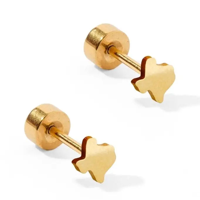 Petite Texas Gold Screwback Stud Earrings