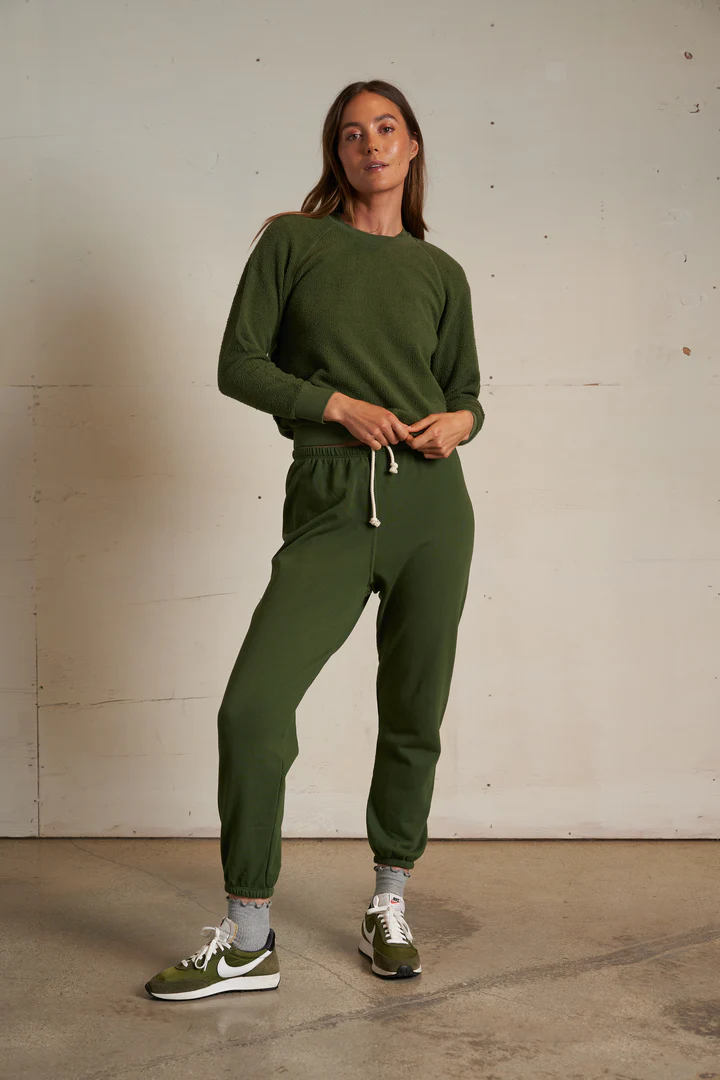 Fern Green Ziggy Inside Out Fleece Shrunken Crewneck