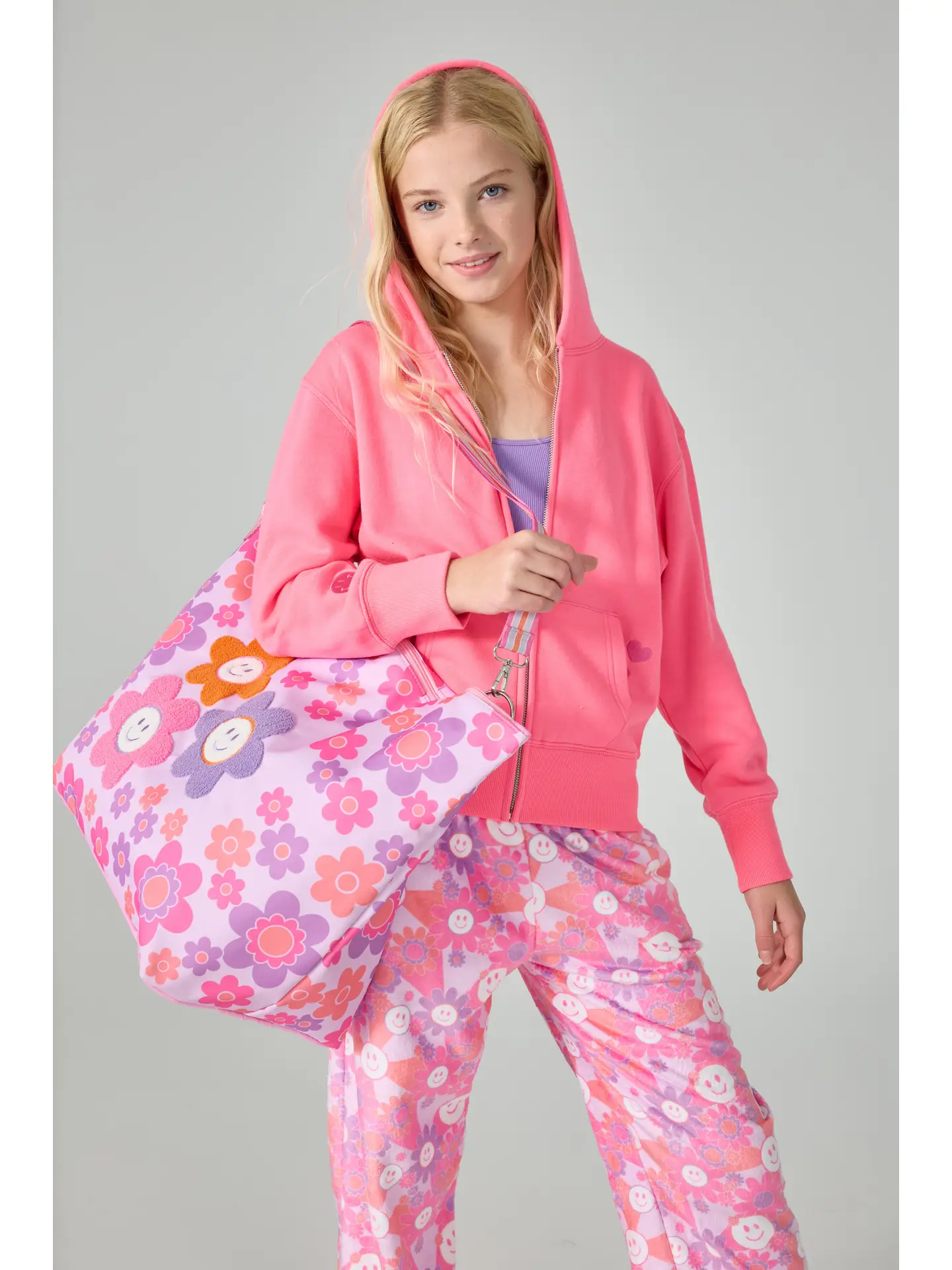 Hot Pink Smile Zip-Up Hoodie