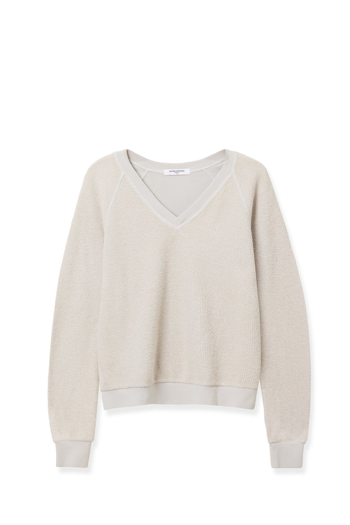 Silver Zuri Reverse Fleece V-Neck Sweatshirt