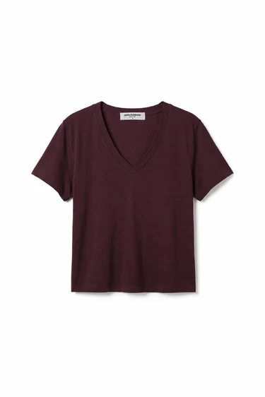 Cherry Lacquer Hendrix Lightweight Cotton Boxy V-Neck Tee