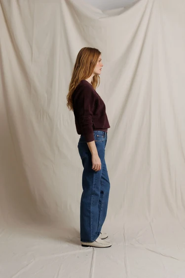 Ziggy Fleece Long Sleeve Shrunken Crewneck - Cherry Lacquer