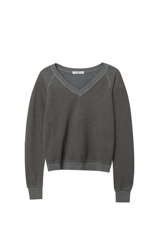 Charcoal Zuri Reverse Fleece V-Neck Sweatshirt