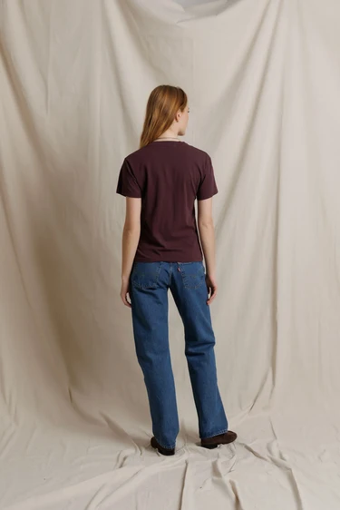 Cherry Lacquer Hendrix Lightweight Cotton Boxy V-Neck Tee