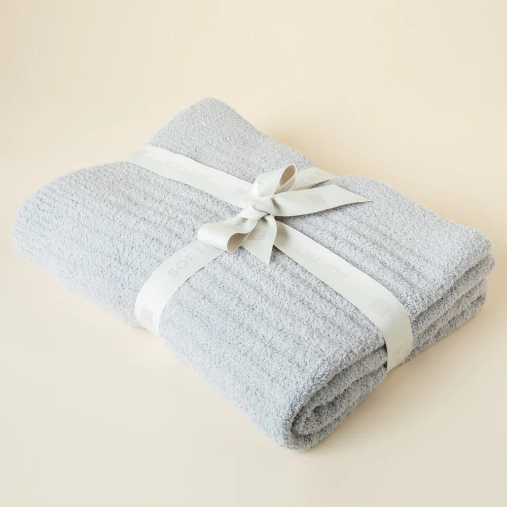 Grey Solid Rib Marshmallow Blanket