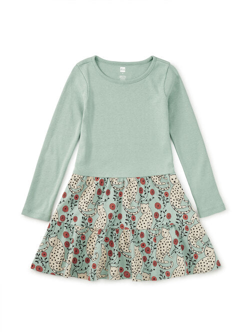 Leopard Floral Tiered Skirted Twirl Dress