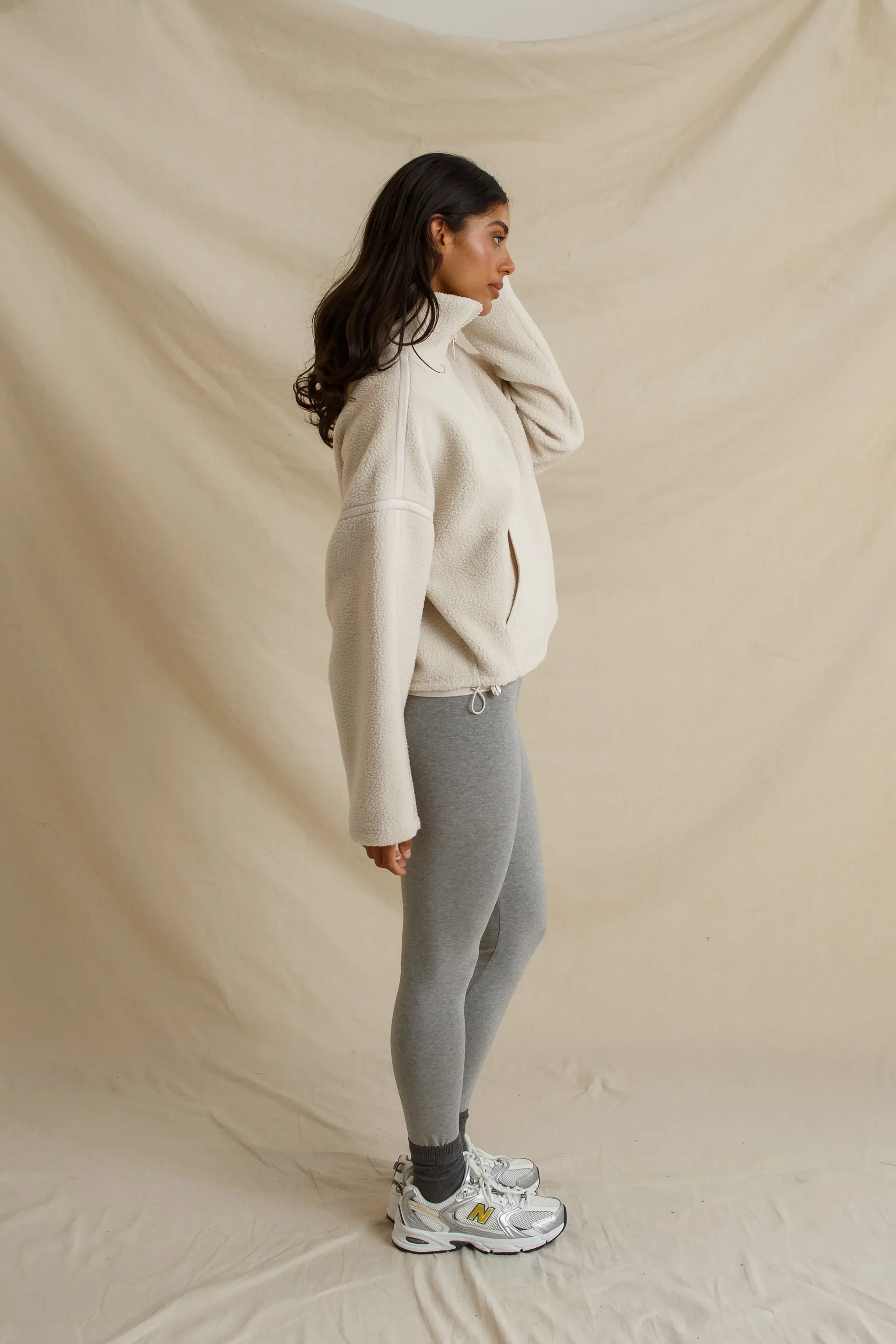 Tristan Sherpa Half-Zip in Sugar