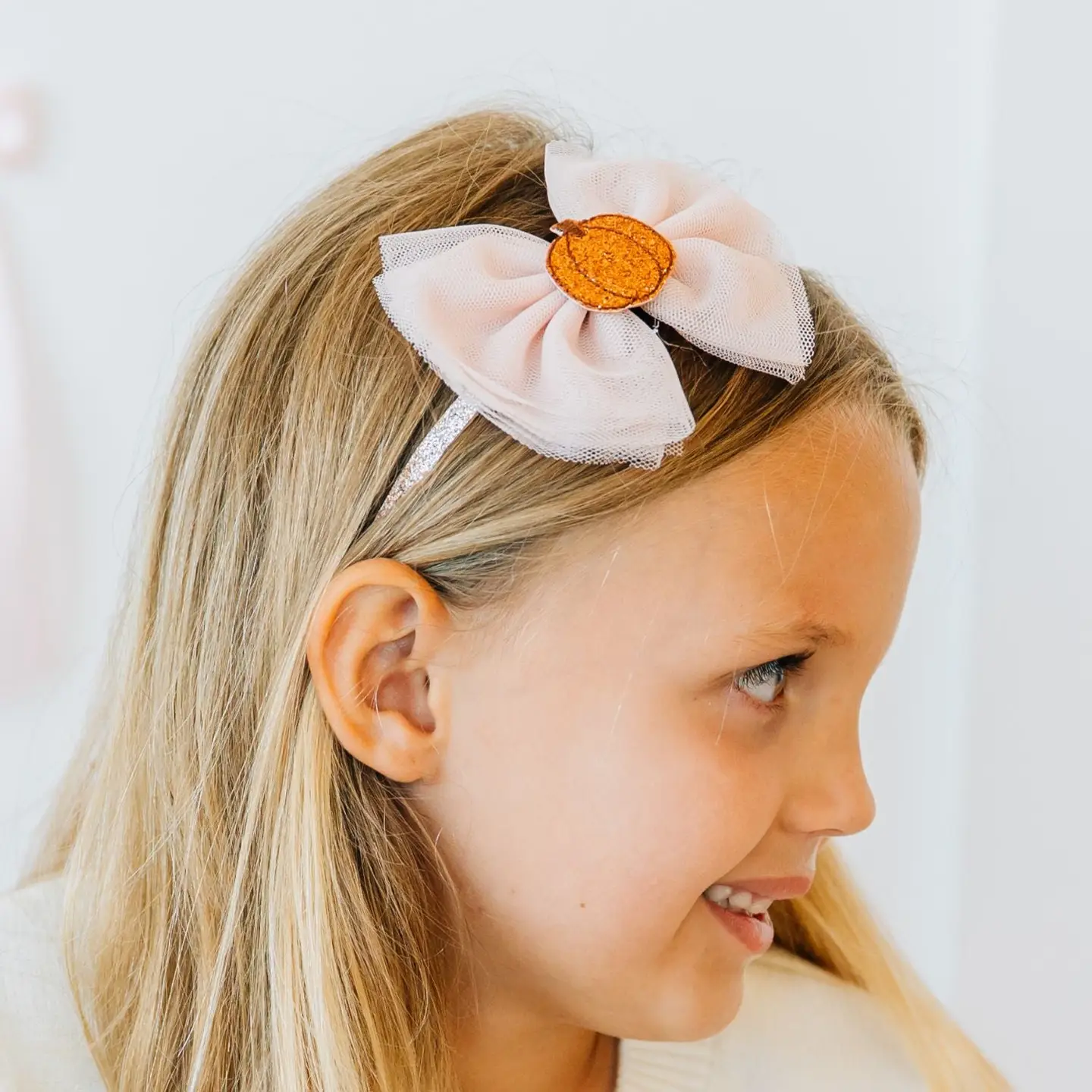 Pumpkin Tulle Bow Headband
