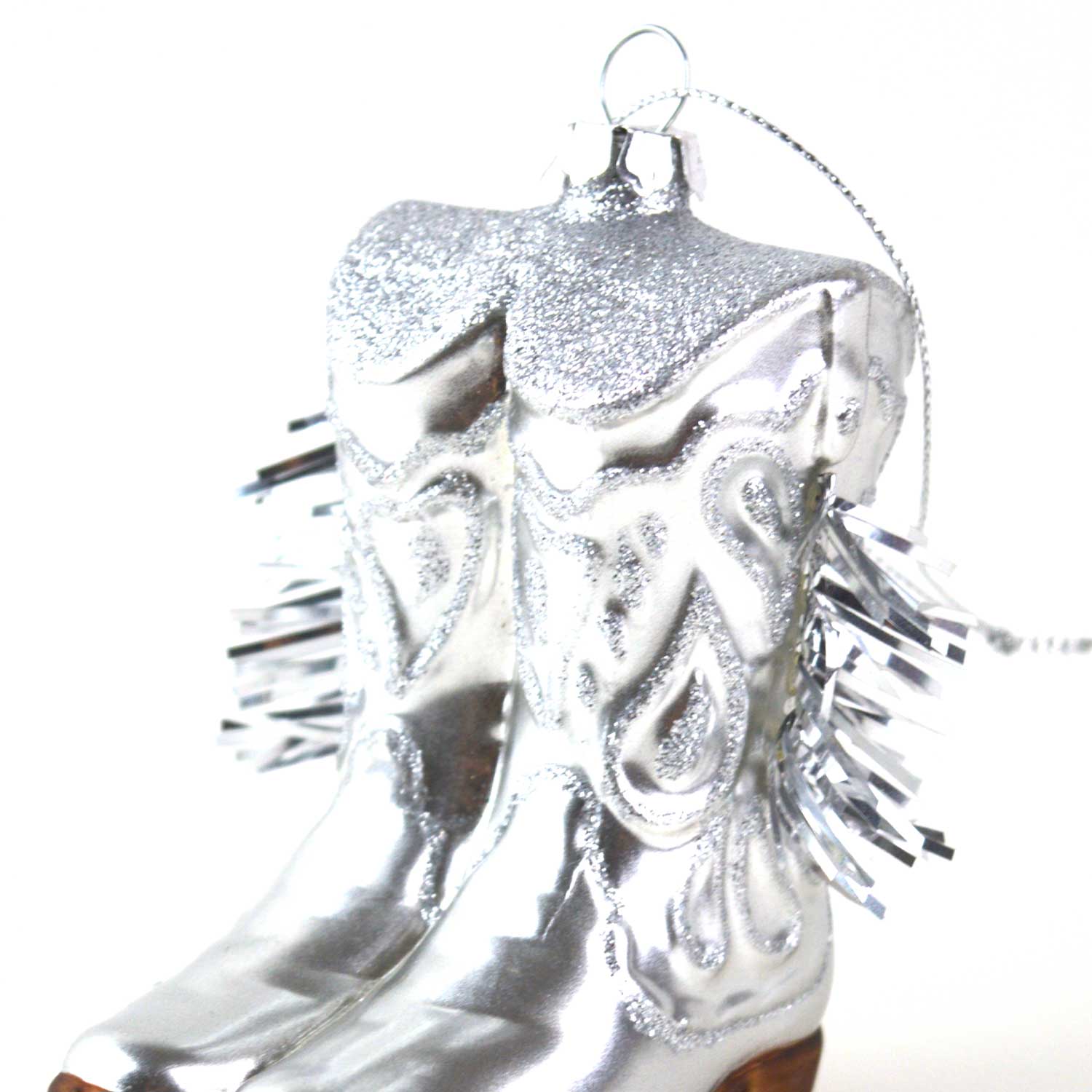 Silver Cowboy Boots Ornament