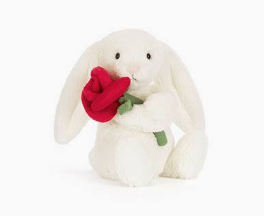 Cream Bunny with Rose