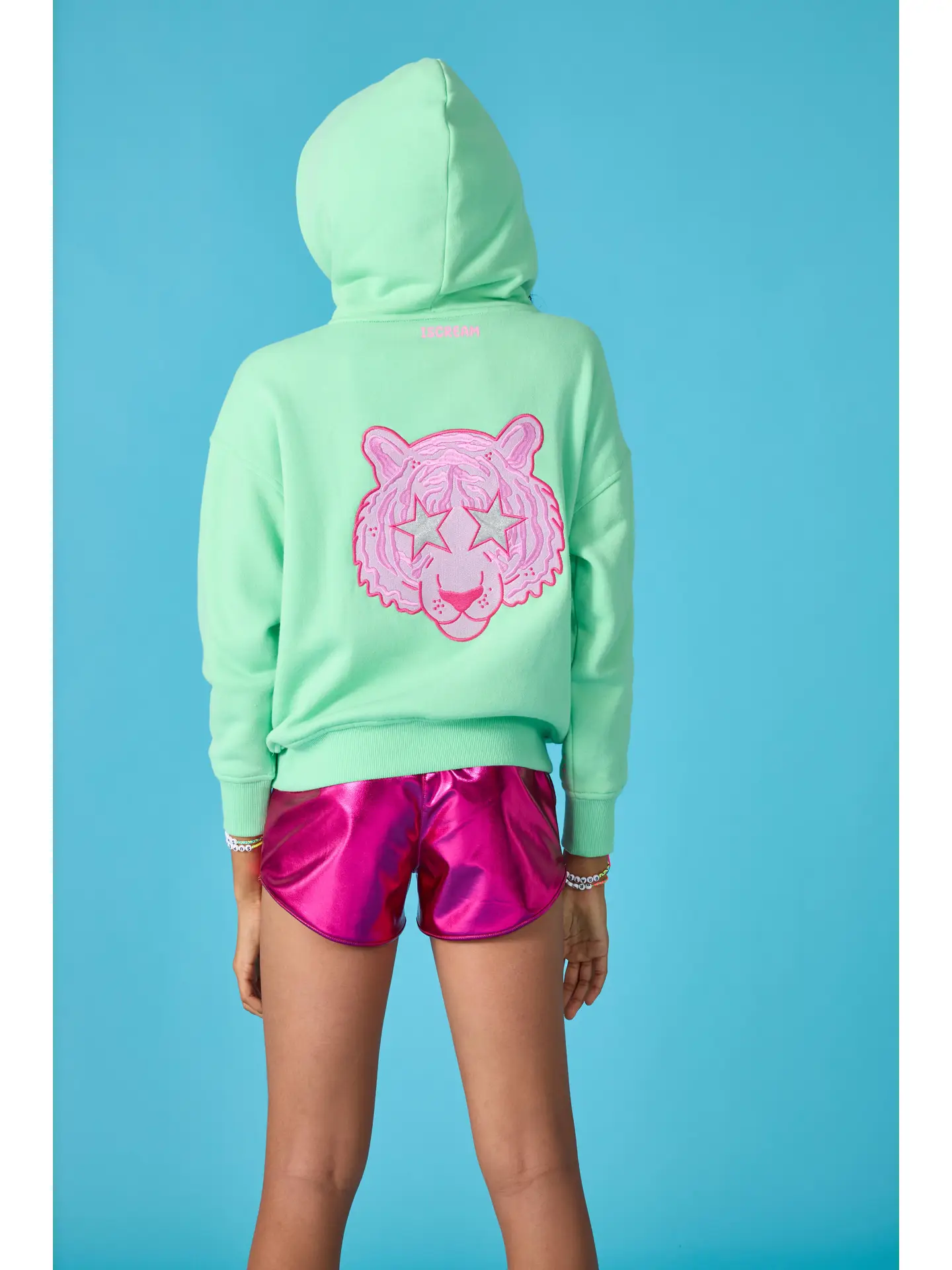 Apple Green Embroidered Tiger Hoodie