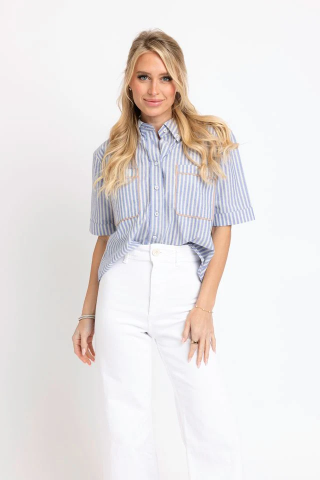 Blue Stripe Pocket Camp Top
