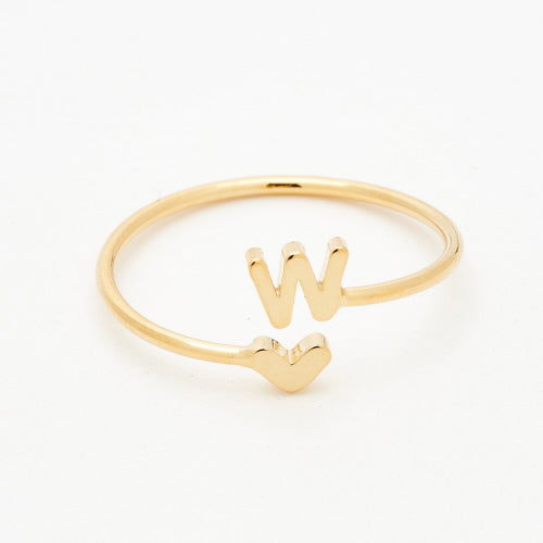 Gold Heart Initial Ring