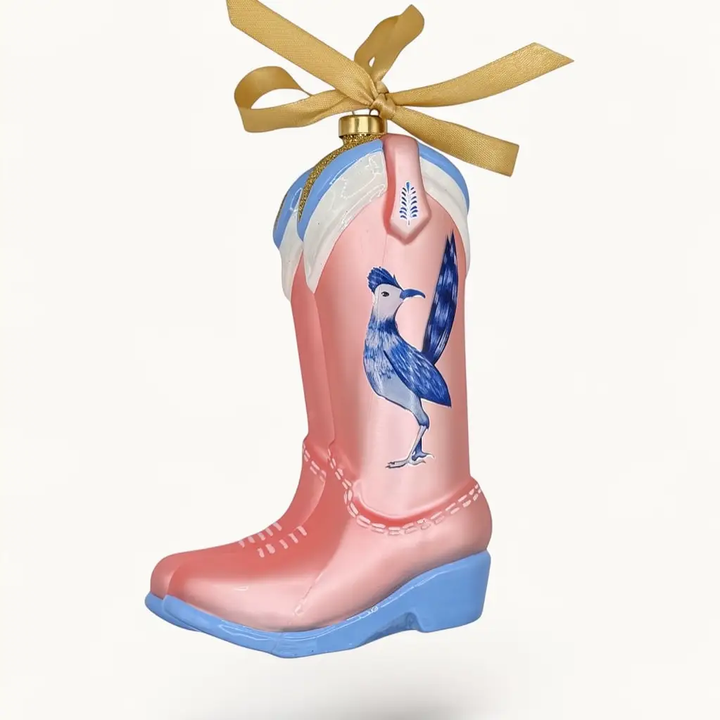 Pink Cowboy Boots & Roadrunner Texas Christmas Ornament – 2026