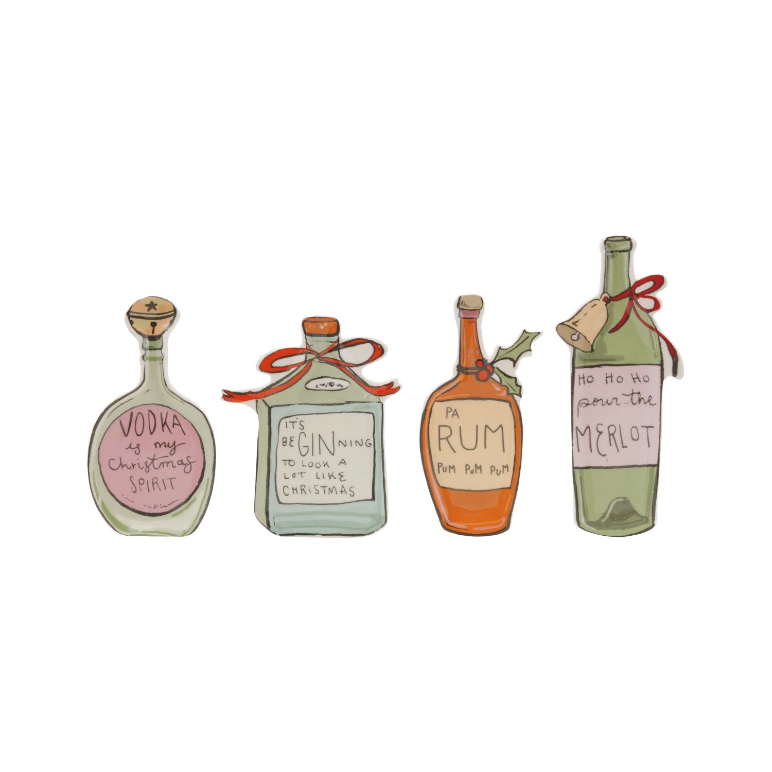 Bottle Shaped Holiday Cocktail Plates