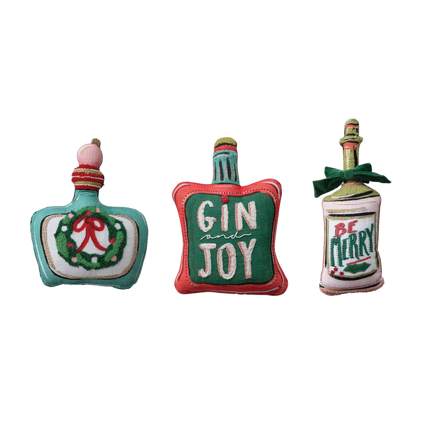 Bottle Shaped Holiday Pillows
