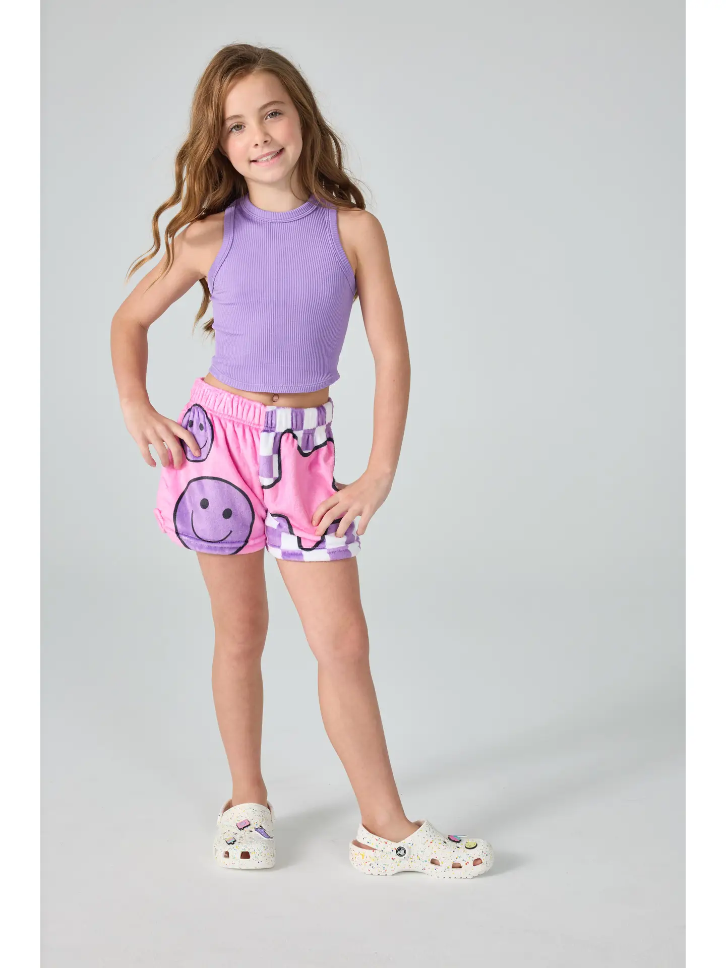 Vivid Violet Cropped Ribbed Racerback Tank Top