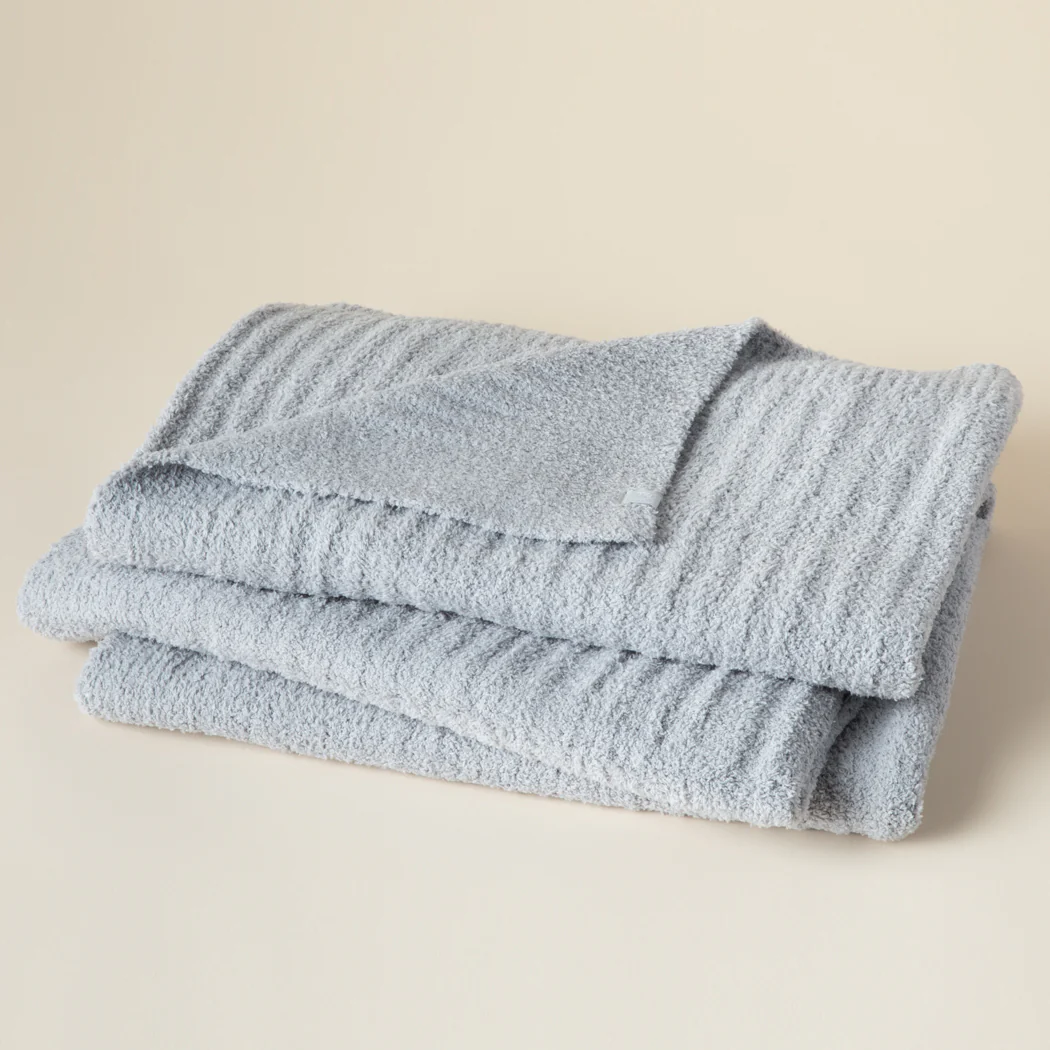 Grey Solid Rib Marshmallow Blanket