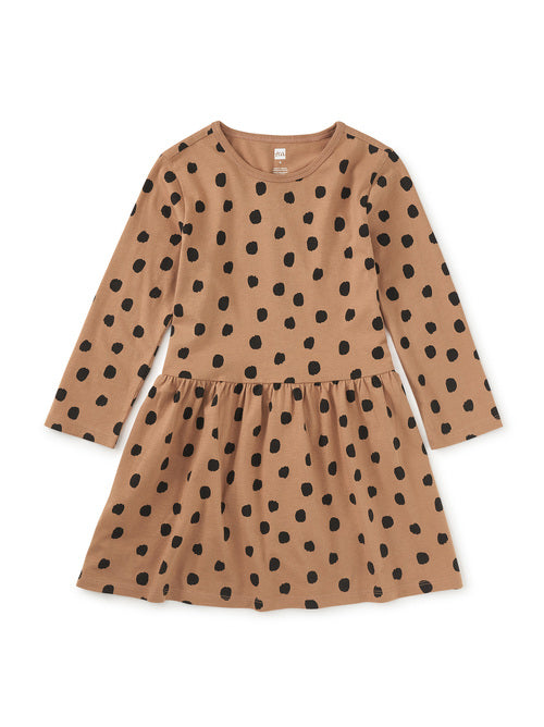 Leopard Dots Long Sleeve Skirted Dress