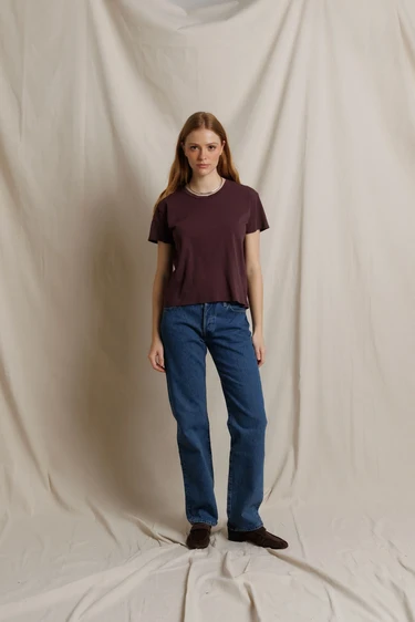 Cherry Lacquer Harley Cotton Boxy Crew Tee