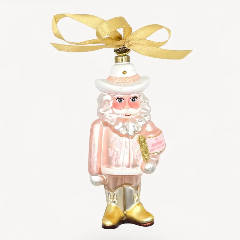 Texas Cowboy Nutcracker Blown Glass Christmas Ornament – 2026