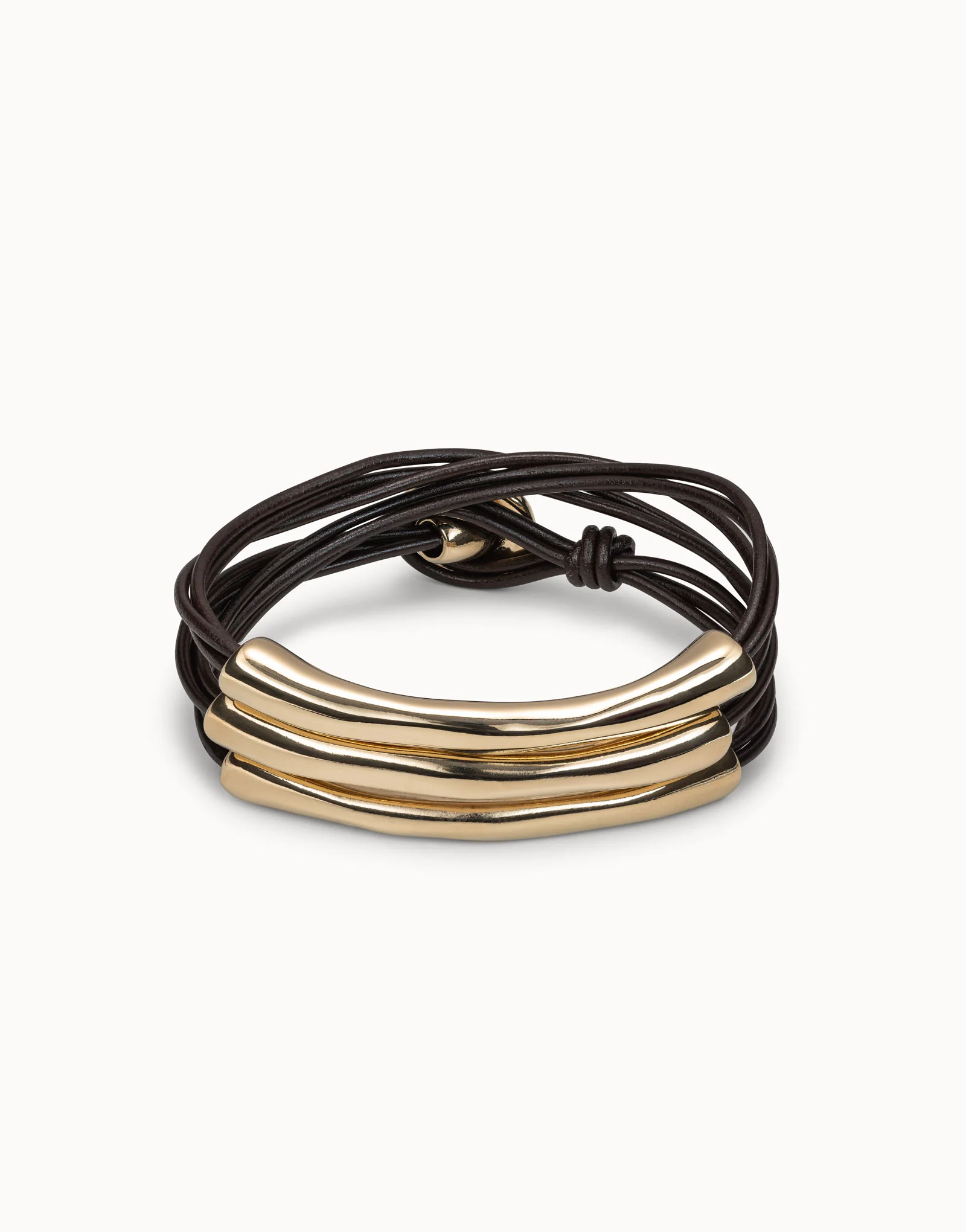 Multi-Strand Leather Bracelet Gold