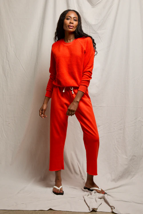 Tomato Ziggy Inside Out Fleece Shrunken Crewneck