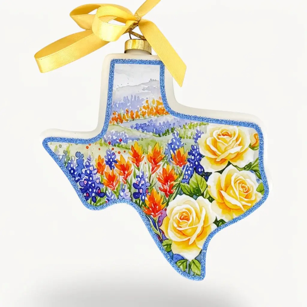 State of Texas Wildflowers Blown Glass Ornament – 2026
