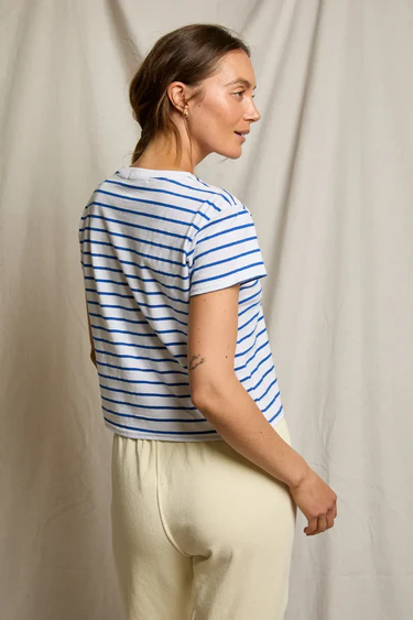 Cobalt Stripe Everett Boxy Crewneck Tee