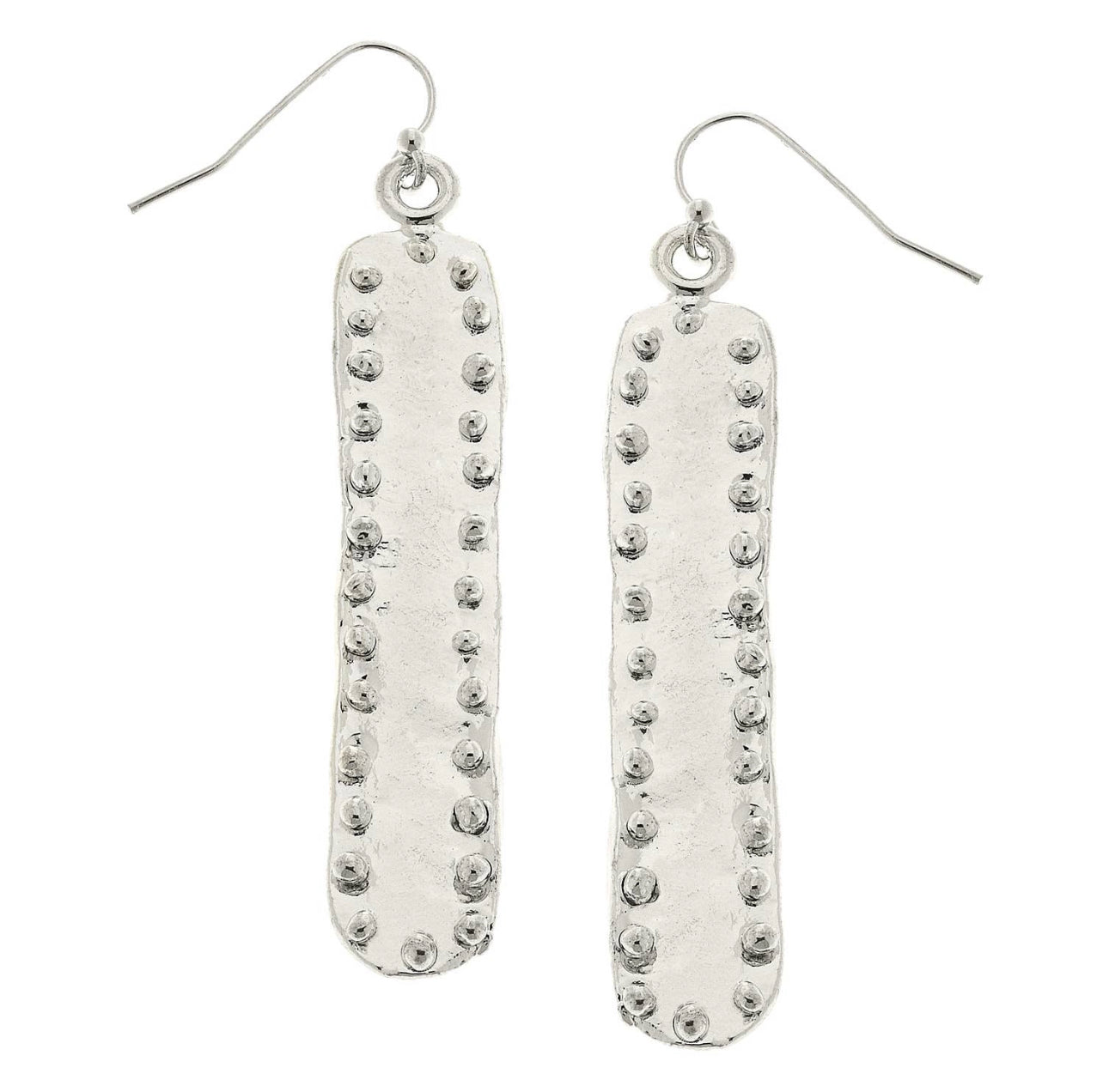 Long Silver Bar w/Dots Earrings